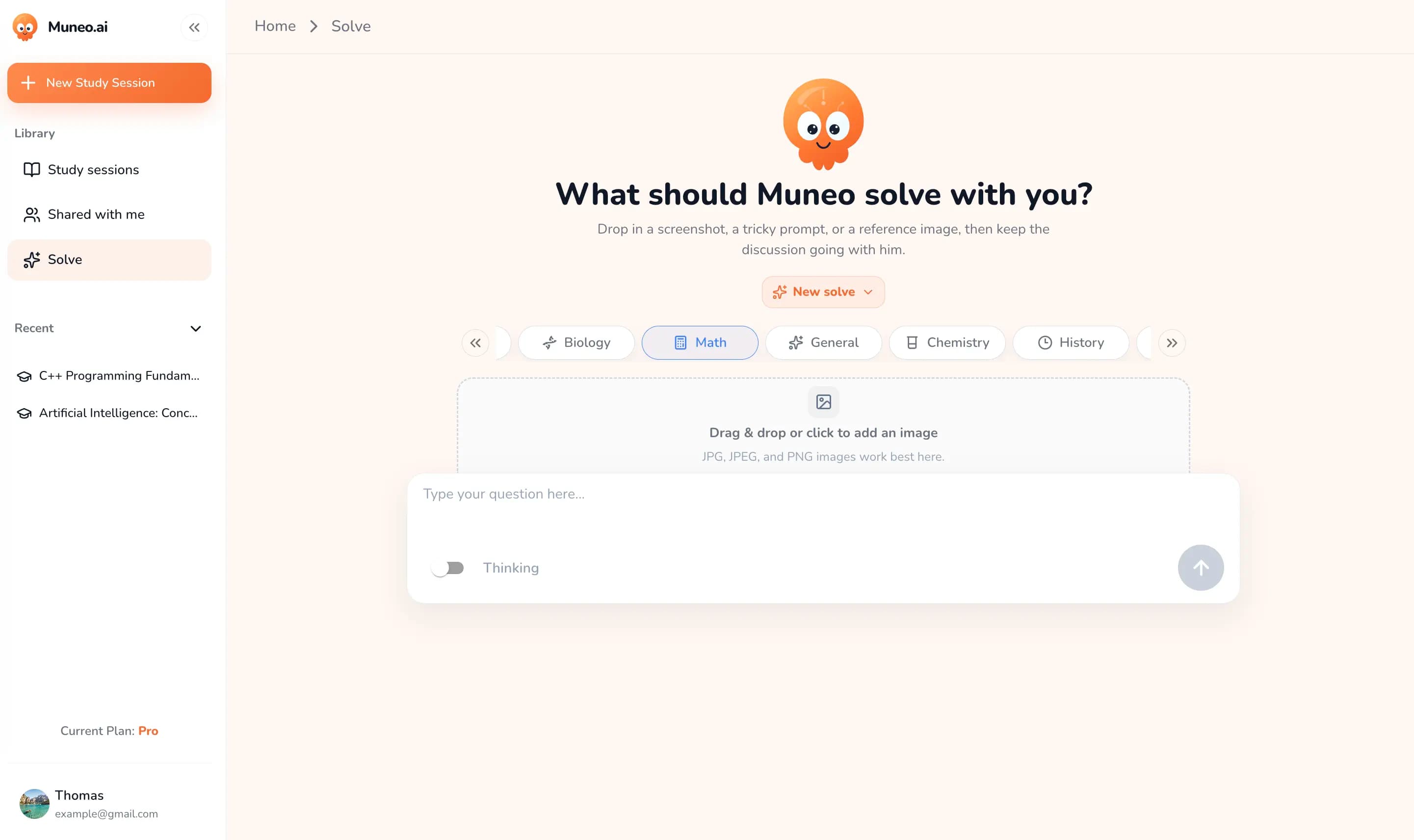 Muneo.ai solve feature preview