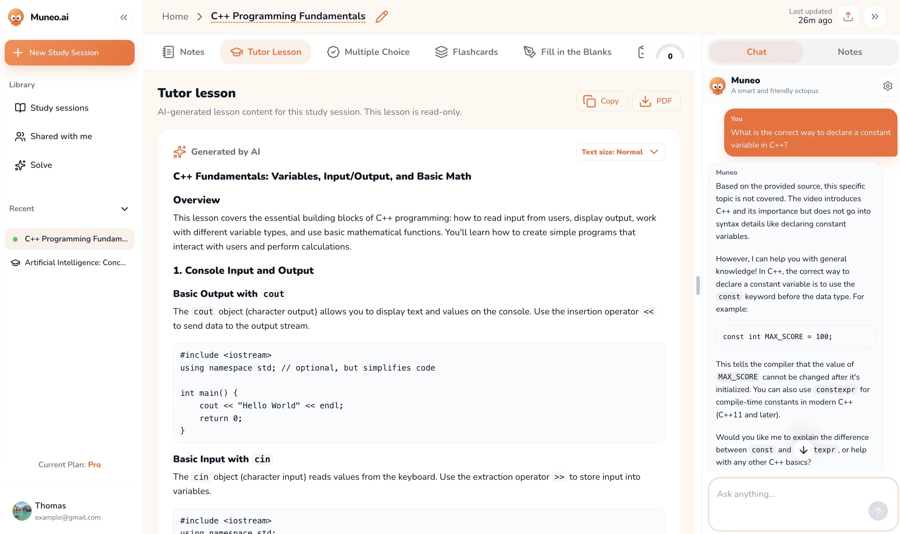 Muneo.ai workspace for student ambassadors